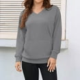 thumbnail image 2 of qolati Womens Sweatshirt Casual Fall V Neck Long Sleeve Hoodless Pullover Tops Oversized Basic T Shirts Fall Sweater with Pockets, 2 of 7