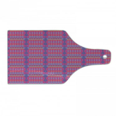 Abstract Cutting Board, Colorful Pattern of Oval and Diamond, Decorative Tempered Glass Cutting and Serving Board, in 3 Sizes, by Ambesonne