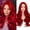 Red, variant on Red Women's Long Wavy Wig with Center Curl - Natural Looking Synthetic Fiber Heat Impervious Ideal for Everyday Wear or