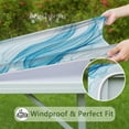 thumbnail image 6 of Blue White Gold Marble Pattern Square Fitted Tablecloth with Elastic Edge,Square Table Cover,Washable Elastic Table Cover for Home Kitchen Party Decor 34"x34", 6 of 6