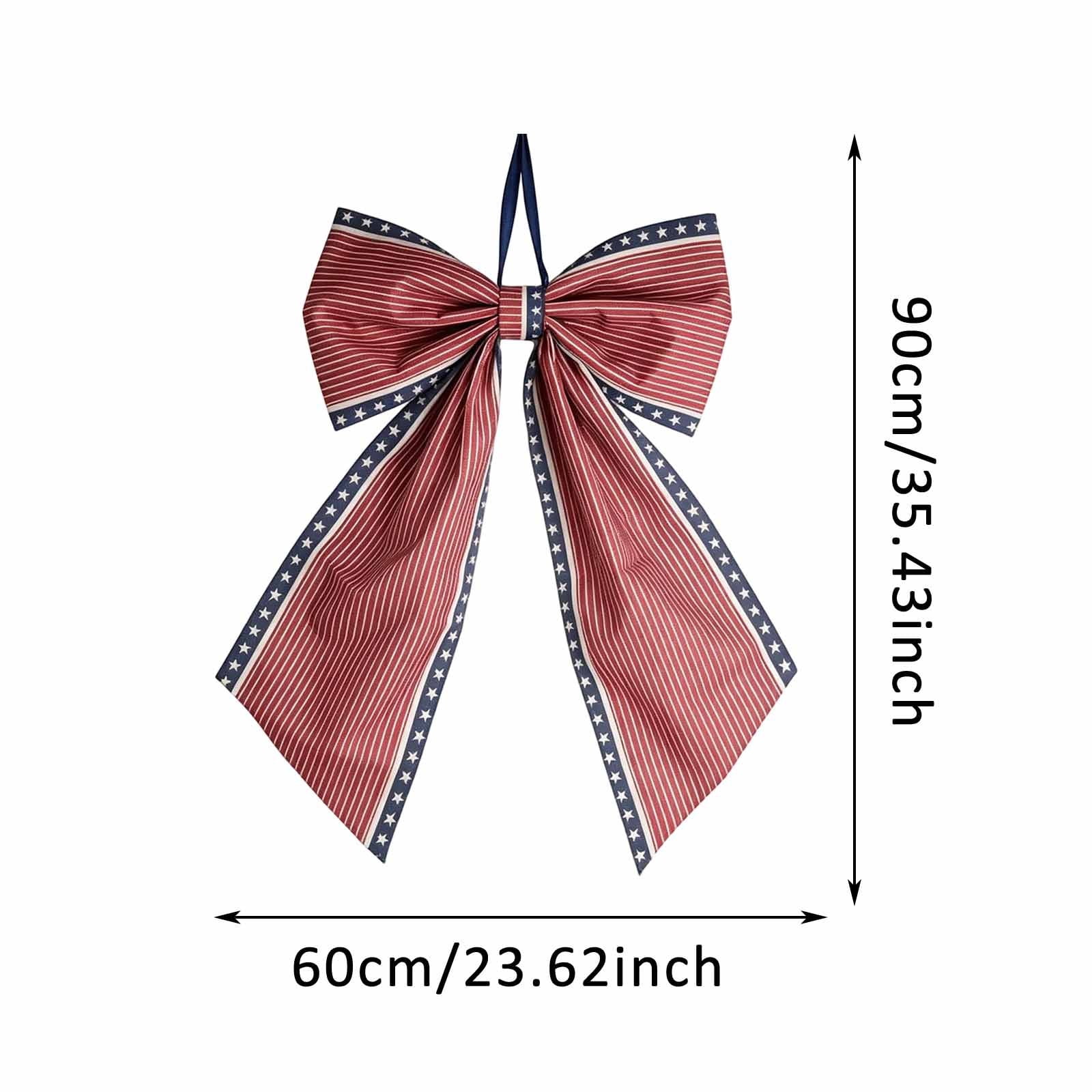 Patriotic Wreath Bows for Front Door Large 35.4" Red White and Blue Ribbon with Stars and Stripes for 4th of July Memorial Day Indoor Outdoor Party Decor