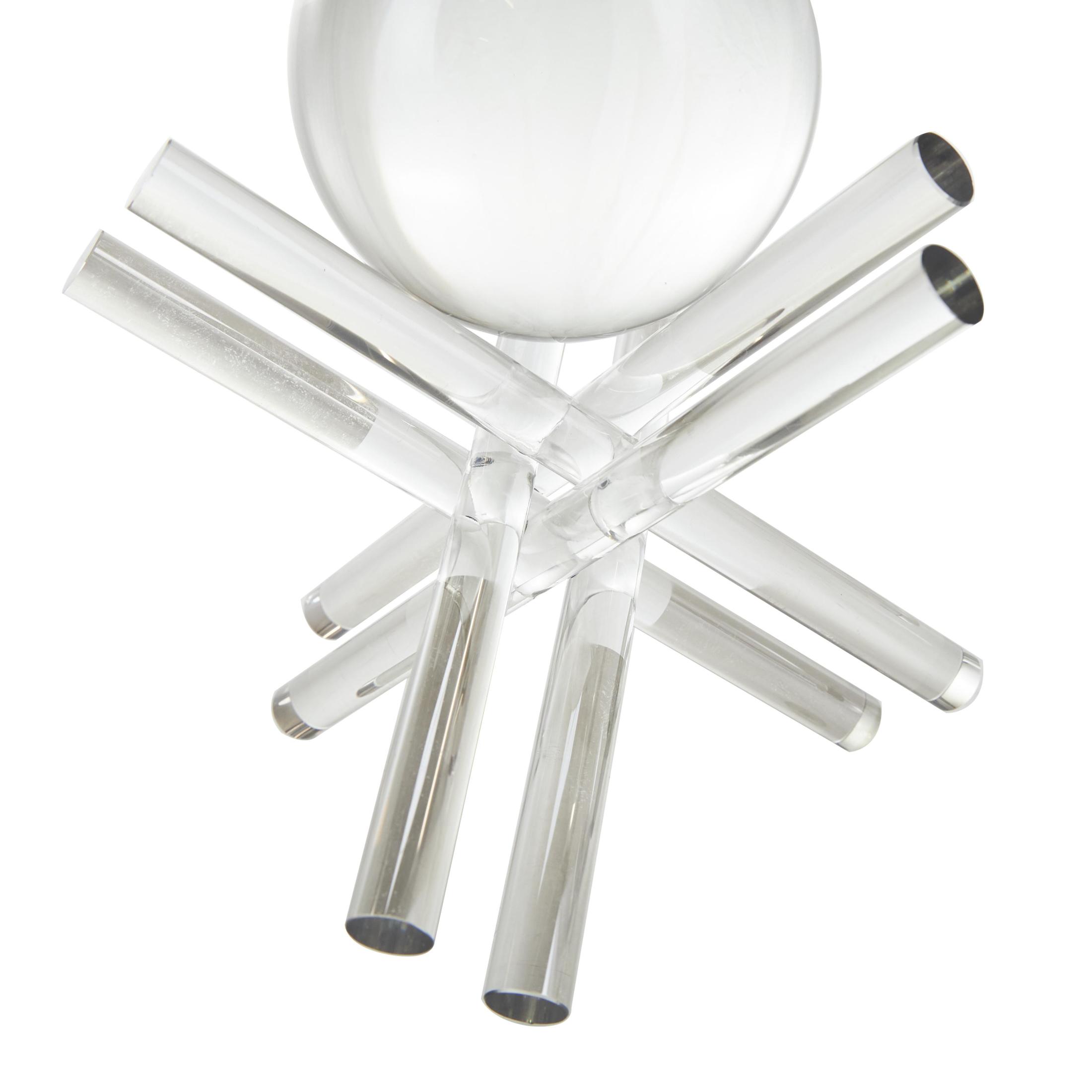 8", 7"H Clear Crystal Inspired Jack Sculpture with Clear Resting Orbs, by DecMode (2 Count)