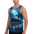 thumbnail image 2 of Cauagu Hawaiian Beach Pirate Moon Print Men's Sleeveless Muscle Shirts,Tank Tops Quick Dry Workout Tank Top Gym Muscle Tee Fitness Bodybuilding T Shirt for Men-Small, 2 of 7