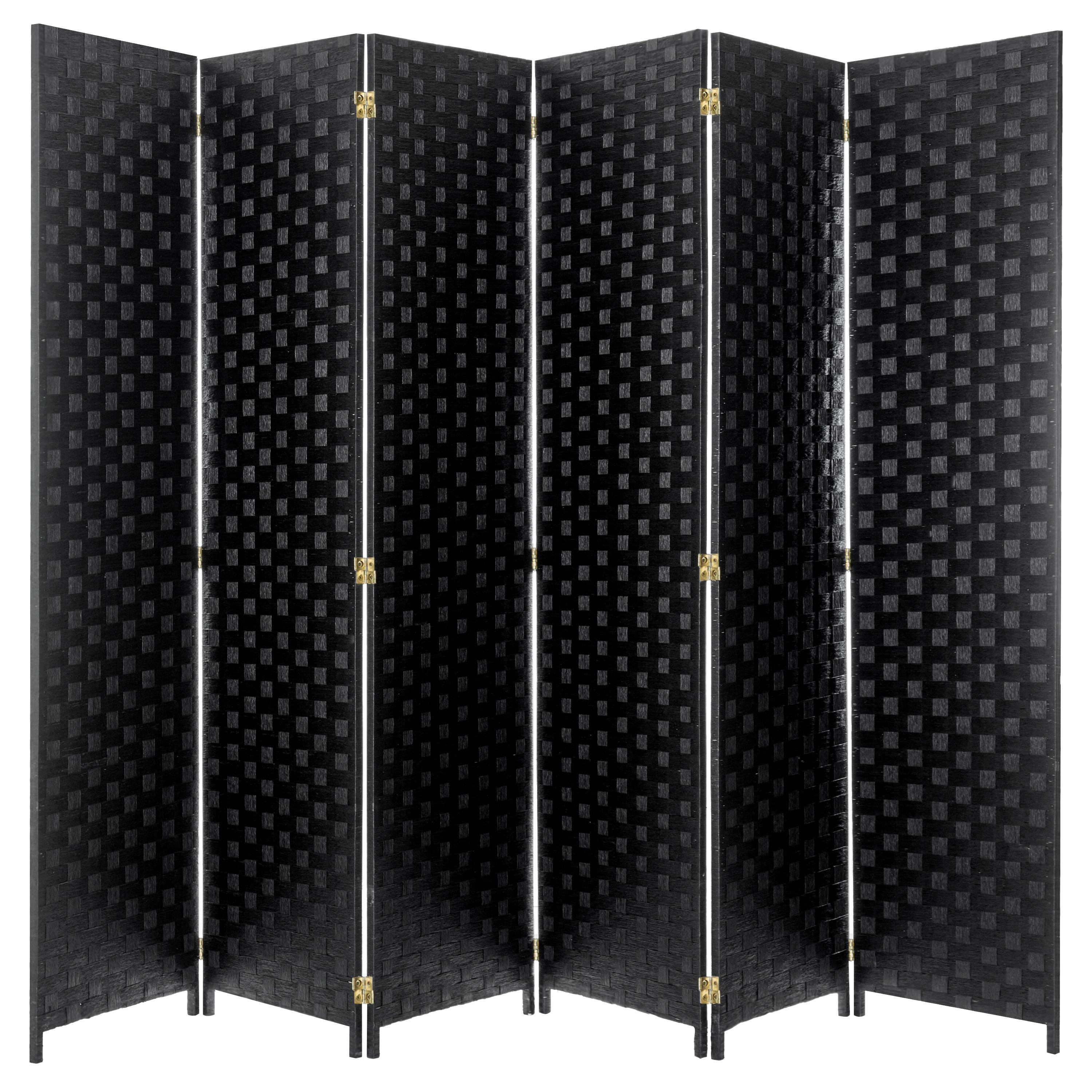 MyGift Woven Paper Rattan 6 Panel Room Divider with TwoWay Hinges, 71