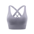 thumbnail image 2 of Women's Sports Bra Yoga Solid Sleeveless Cold Shoulder Casual Tanks Blouse Tops Intimates Bras for Women No Underwire Gray M, 2 of 5