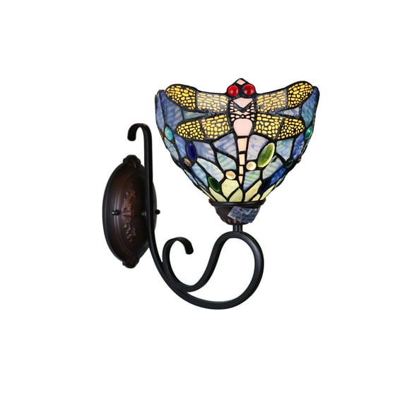 Radiance Goods Dragonfly Tiffany-Style 1 Light Wall Sconce 8" Wide