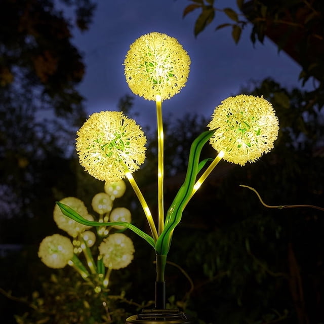 Fábrica de lámparas solares para césped, lámpara de jardín exterior con forma de diente de león de tres cabezas, lámpara de ambiente, lámpara decorativa para césped