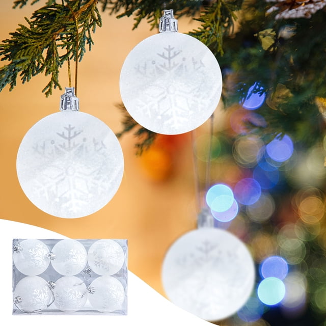Xihbxyly Adornos Navideños de Bolas, Diseño de Copo de Nieve Transparente Mate, Pvc Irrompible, Fáciles de Colgar, Decoración Festiva para El Hogar, Guirnalda para Árbol, Paquete de 6, Tamaño de 5,5
