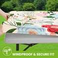 thumbnail image 4 of decorUhome Rectangle Spandex Fitted Tablecloth 6 FT Tables, Washable Picnic Table Cover with Elastic, Washable Reusable Table Cloth for Dining (Beige Flower, 30"x72"), 4 of 7