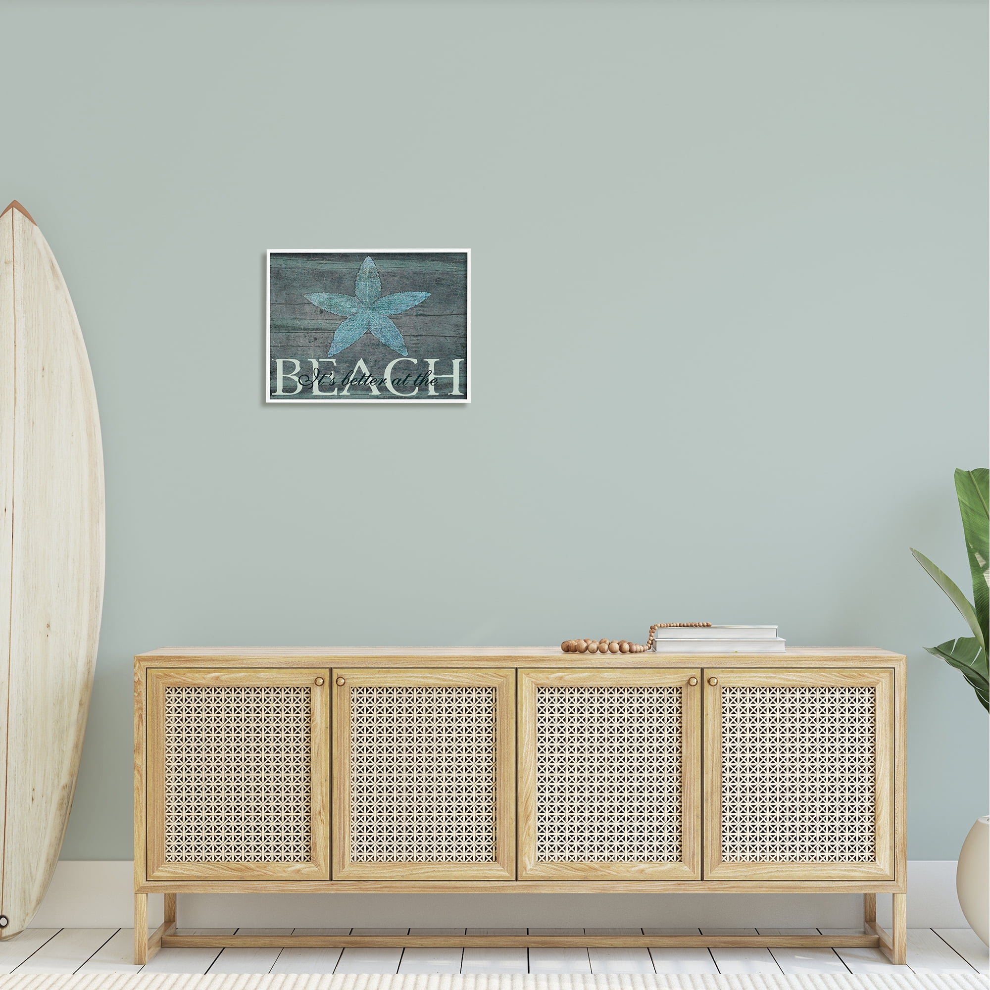 Stupell Industries The Stupell Home Decor It's Better At The Beach Starfish Graphic Art Framed Art Print Wall Art, 16x20, By Marilu Windvand