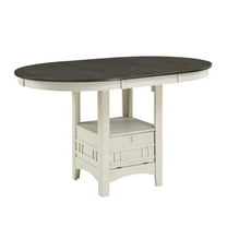 Glee 42-60 Inch Extendable Counter Height Table, Antique White and Brown- Saltoro Sherpi