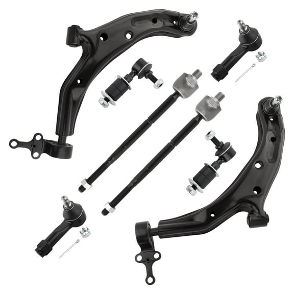 BOXI 8pcs Front Lower Control Arms w/Ball Joints Sway Bars Tie Rods for Nissan Sentra 2002-2006 (Excludes SE-R Models) / for Nissan Sentra 2001 (Excludes SE Models)|K620359 K620358 K9543 ES2814 EV380