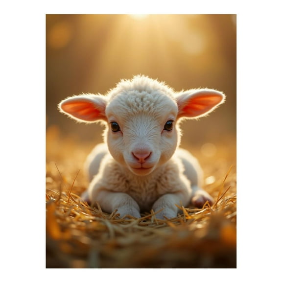 Diamond Art Kits for Adults - 5d Cute Lamb Golden Sunlight Diamond Painting for Adults, Diamond Art for Adults Beginners, Diamond Painting Kits for Adults for Home Wall Decor