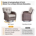 thumbnail image 5 of PARKWELL Outdoor Wicker Swivel Glider Chairs Set of 2,All-Weather Rattan Swivel Rocker Lounge Chair with Thick Beige Cushions for Porch Balcony Backyard,Brown Wicker, 5 of 9