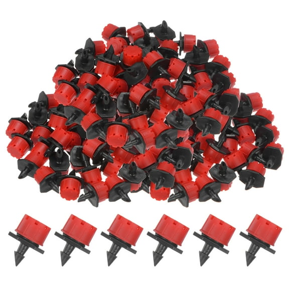 200-Pack Adjustable Irrigation Dripper, 1/4 Inch Barbed Emitter Drip Sprinklers Garden Watering System [Red]