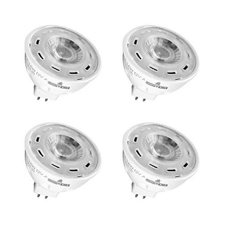 50w White Two Light Light Blue™ (4 PACK) LED 6-Watt MR16 Bi-pin GU5.3 Base, 50W Equivalent, Non-Dimmable High Power Warm White Light Bulbs, UL-Listed ()