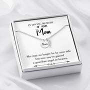 Mom Remembrance Necklace Guardian Angel in Heaven White Mother Memorial Necklace
