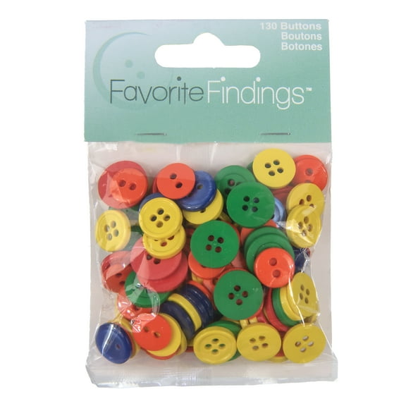 Favorite Findings Round Buttons, 130 Count, Primary Multi Color