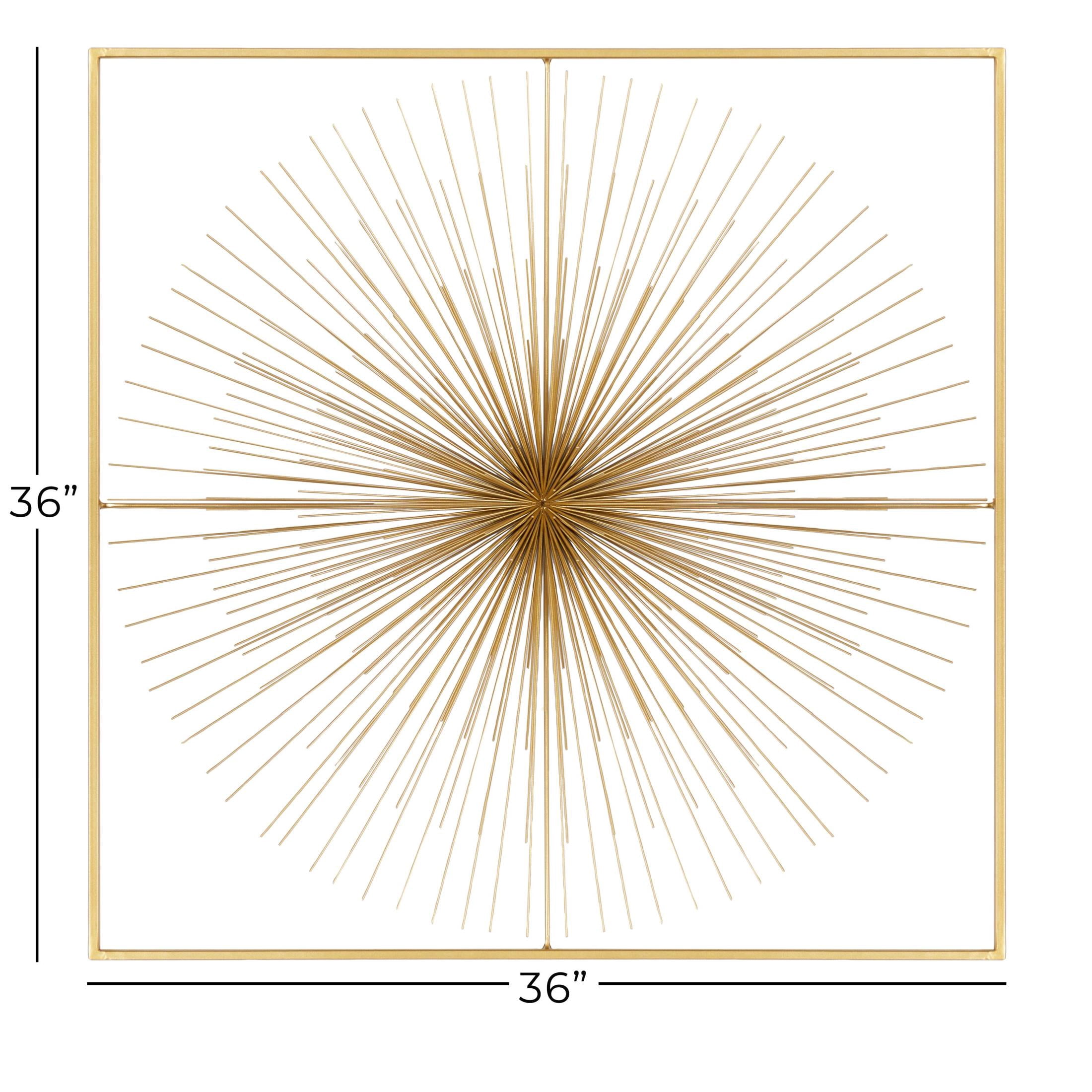 CosmoLiving by Cosmopolitan Gold Metal Handmade Large 3D Starburst Wall Decor with Square Frame
