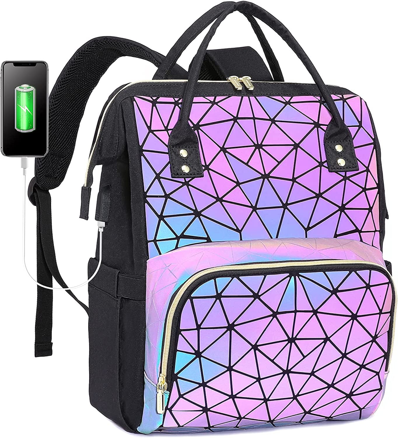 Geometric Luminous Purses and Handbags Holographic Reflective Crossbody Bag  Wallet Flash Rainbow Tote NO.1P
