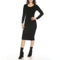 thumbnail image 2 of White Mark Women's Long Sleeve Rib Midi Sweater Dress, 2 of 6