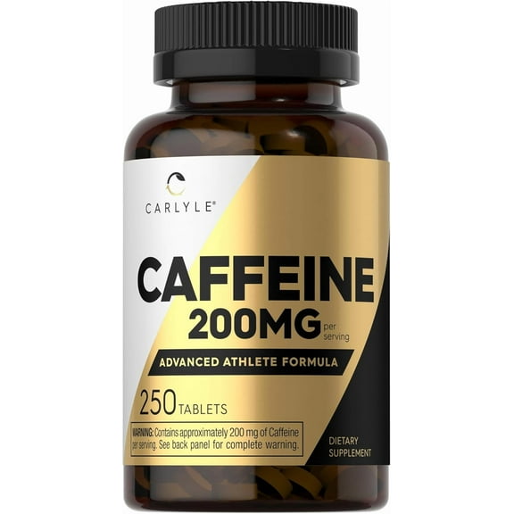 Caffeine Pills 200mg | 250 Tablets | Vegetarian, Non-GMO & Gluten Free Supplement | By Carlyle