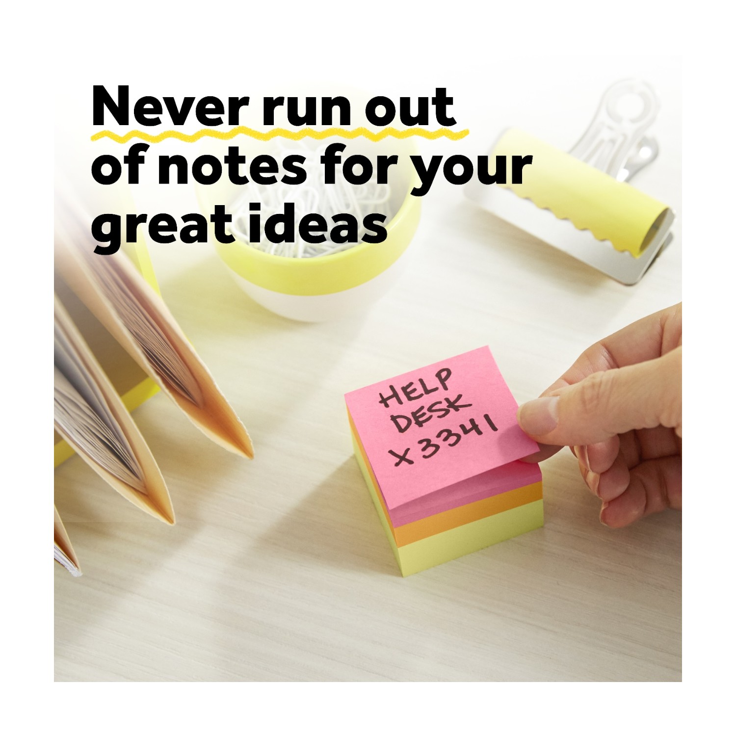 Global Office Sticky Note Cubes - 3 1/8" Padded Notepad, Glued On One Side - Perfect For Desk, Home Office, Or School Supplies