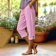 thumbnail image 2 of Wutalume Womens Capri Pants for Women - Striped Wide Leg High Waisted Drawstring Casual Trousers with Pockets Loose Fit Lightweight Summer,Hot Pink S, 2 of 8
