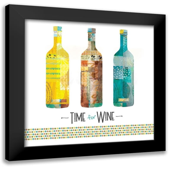 JMB Designs 12x12 Black Modern Framed Museum Art Print Titled - Time for Wine