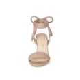 thumbnail image 6 of BLISSFUL STEP Women's Sandals Ankle Tie Back Open Toe Block Heels Nude 7, 6 of 7