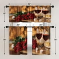 thumbnail image 5 of Wine Kitchen Curtains Red Rose Window Curtains Valance and Tier Set 36 Inch, Flowers Rod Pocket Short Tier Curtain, Romantic Small Cafe Curtains for Kitchen Decor, 5 of 6
