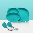 thumbnail image 6 of Dengjunhu Toddler Feeding Divided Plates with Spoon and Fork Deep Sides and Three Compartments for Easy Self Feeding | BPA Free | Dishwasher Safe, 6 of 7