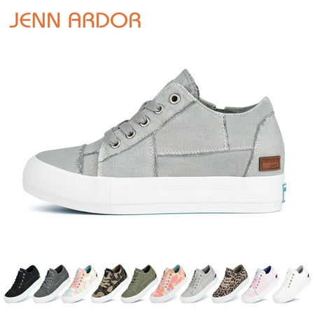 JENN ARDOR Women s Platform Sneakers Wedge Hidden Shoes Lace Up Low Top Shoes Increase Fashion Sneakers & Zipper