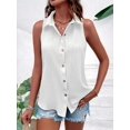 thumbnail image 2 of Sleeveless Button Down Shirts for Women Summer V Neck Collared Dressy Blouses Work Office Tank Tops, 2 of 5