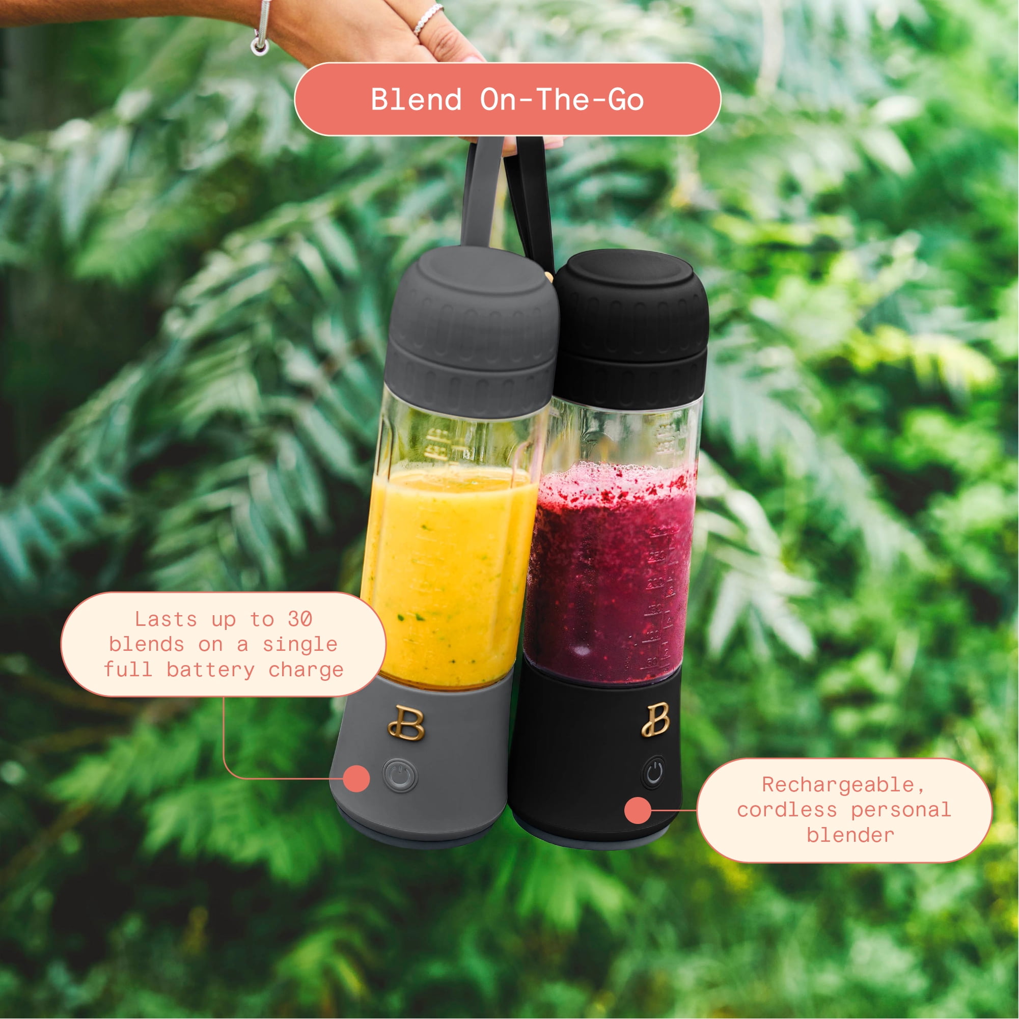 Beautiful Portable to-Go Blender 2.0, 70 W, 16 oz, Black Sesame by Drew Barrymore