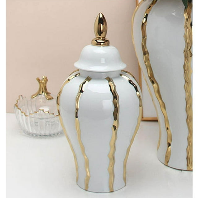 Modern Ceramic Ginger Jar Vase for White Modern Luxury Decorative Flowers Centerpiece Caddy Containers
