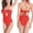 Red(New), variant on Summer Women's Fashion Beach Casual Solid Color Lace Up Halter Neck Open Back Bikini One Piece Swimsuit