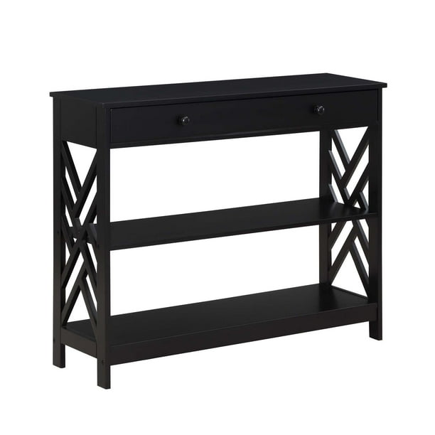 Convenience Concepts Titan 1 Drawer Console Table With Shelves Black Com Convenience Concepts Titan 1 Drawer, Décor Therapy Taylor Four Drawer Console Table Black