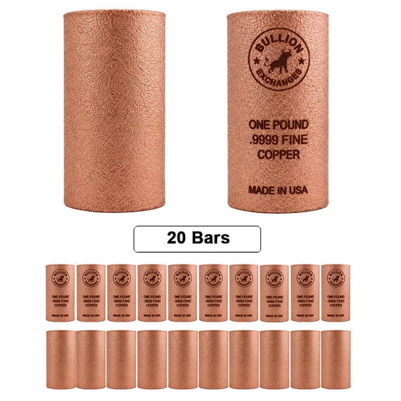 Lot of 20 - 1 Pound Bullion Exchanges Copper Rod Bar .9999 Fine