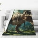thumbnail image 1 of Fotbe Green Forest Dinosaur Manta de Franela Acolchonada con Estampado, Súper Suave y Esponjosa, Extra Grande para Sofá, Cama, Uso Todo el Año-50"x40", 1 of 7