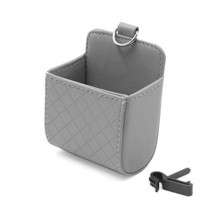 Gray Car Air Vent Outlet Phone Pocket Storage Box Debris Bag Holder Pouch