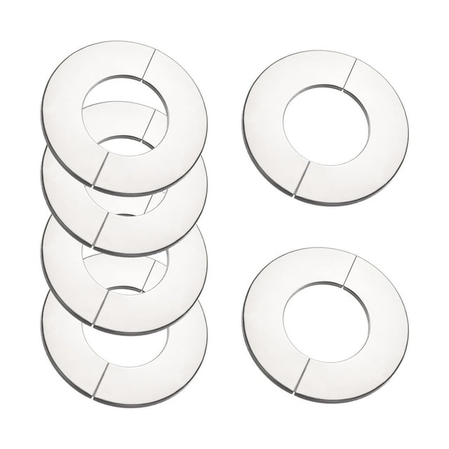 Unique Bargains Bride Murale Fendue, Plaque d'Écusson Ronde en Acier Inoxydable pour Tuyau de 24mm de Diamètre 6 Pcs