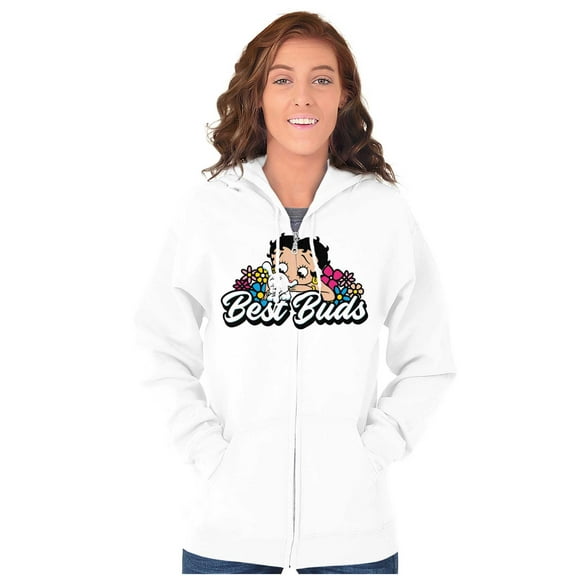 Betty Boop Pudgy the Dog Best Buds Zip Hoodie Sweatshirt Women Brisco Brands M