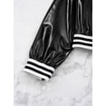 thumbnail image 3 of LiiYii Kids Girls Shiny Hip Hop Jazz Dance Jacket Coat Stand Collar Long Sleeve Zipper Outerwear Coat Black 8, 3 of 8