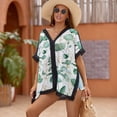 thumbnail image 3 of Watercolor Drawing Eucalyptus Leaves Women's Swimsuit Coverup Summer Beach Cover Up Bathing Suit Dress, 3 of 6