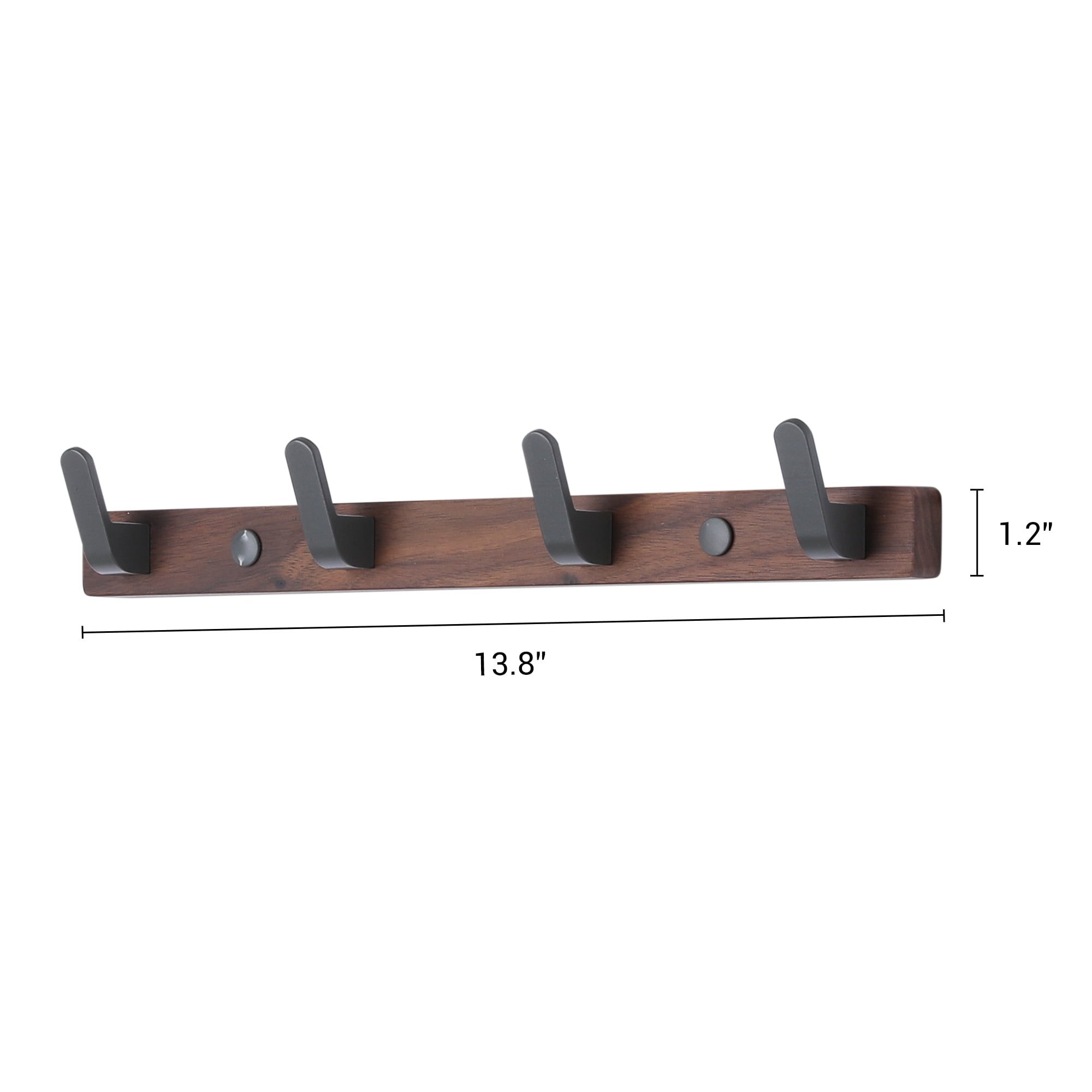 Unique Bargains Coat Rack Wall Mount Metal Wood Coat Hook for Hanging with 4 Hooks Gray