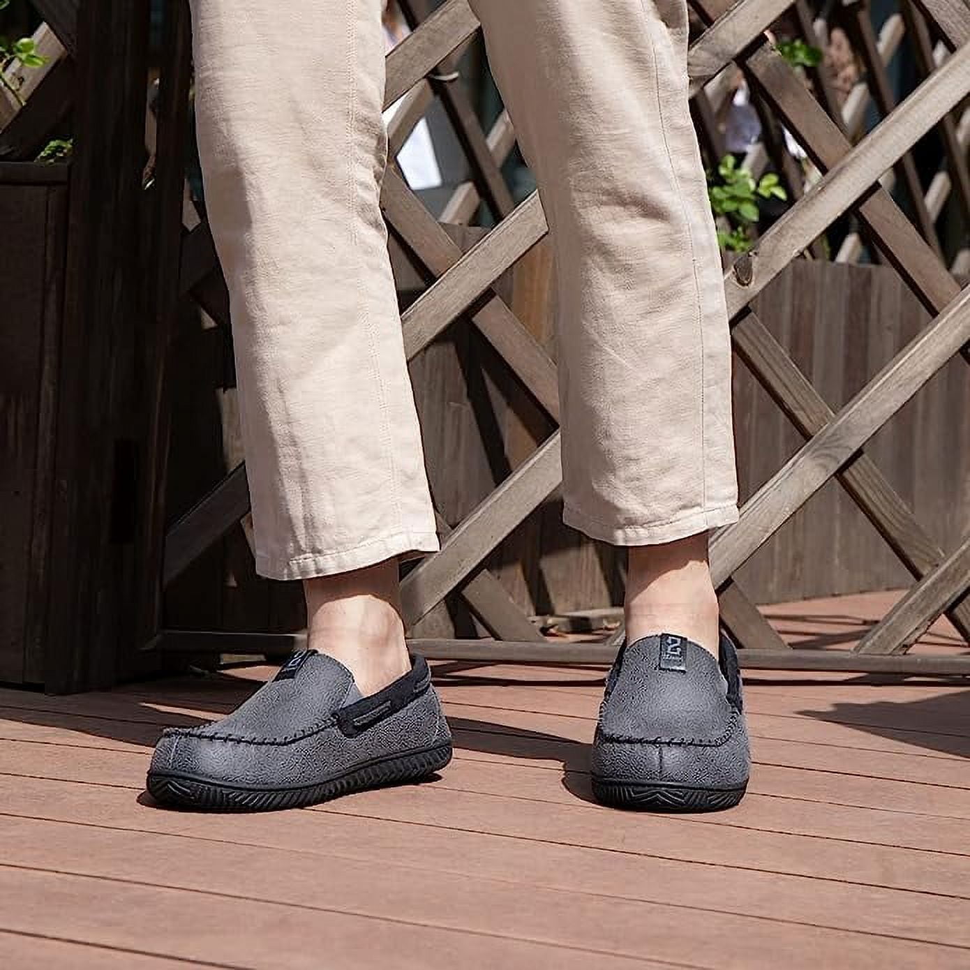 Zizor Men's Microsuede Moccasin Slippers with Comfy Memory Foam, Closed Back House Shoes Indoor Outdoor