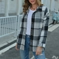 thumbnail image 5 of lcziwo 2024 Womens Plaid Flannel Shirt Shacket Jacket Coats Lapel Button Down Long Sleeve Tunic Tops Soft Blouse Fall Clothes, 5 of 7