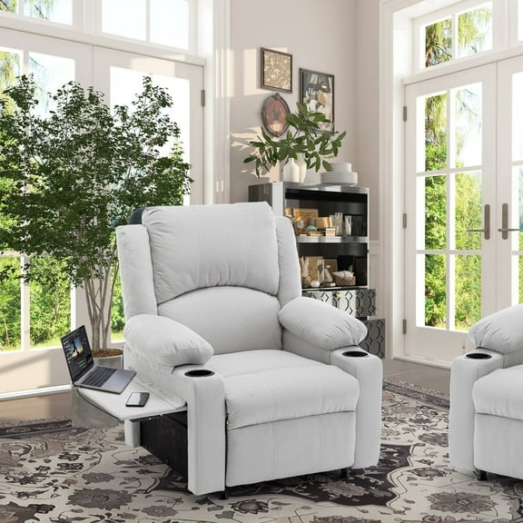 Andeworld 21" Recliner Chairs with Heat and Massage,Lazy Boy Recliner Chair for Adults,Recliner Sofa chairs with Cup Holder and Side Pocket for Living Rooms, Bedrooms, and Nurseries(Beige)