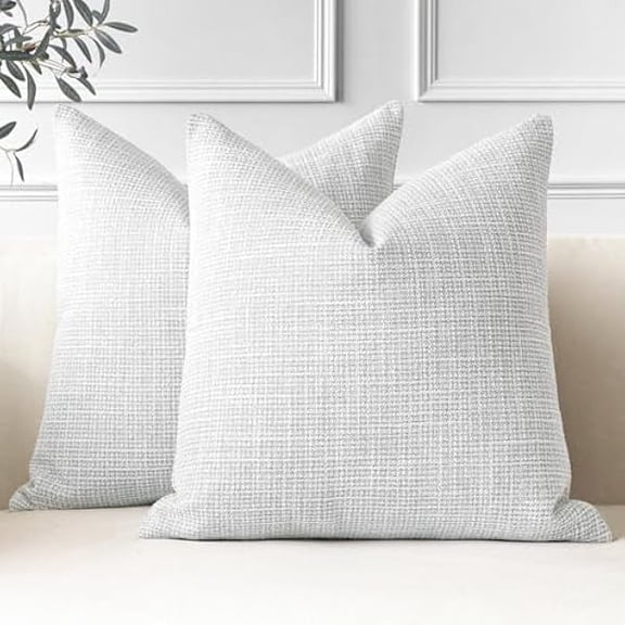 Eryueer Set of 2 Cushion Covers 40x40 cm Linen Light Grey Decorative Throw Pillow Covers 16x16 Inch Square Cushion Case Home Decor Pillowcases for Couch Sofa Living Room Bed (Light Grey)